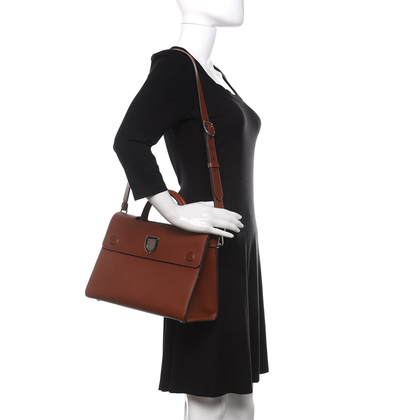 Smooth Calfskin Medium Diorever Flap Brown