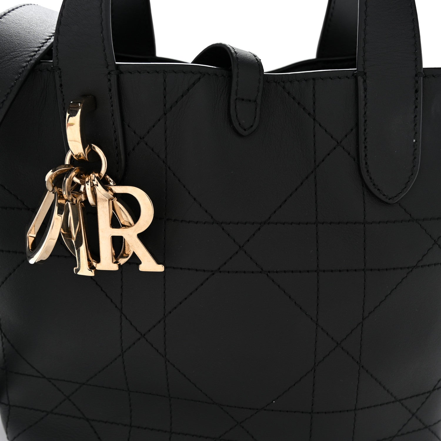 Christian Dior Smooth Calfskin Vintage Flat Macrocannage Small Toujours Vertical Tote Black 7 of 9