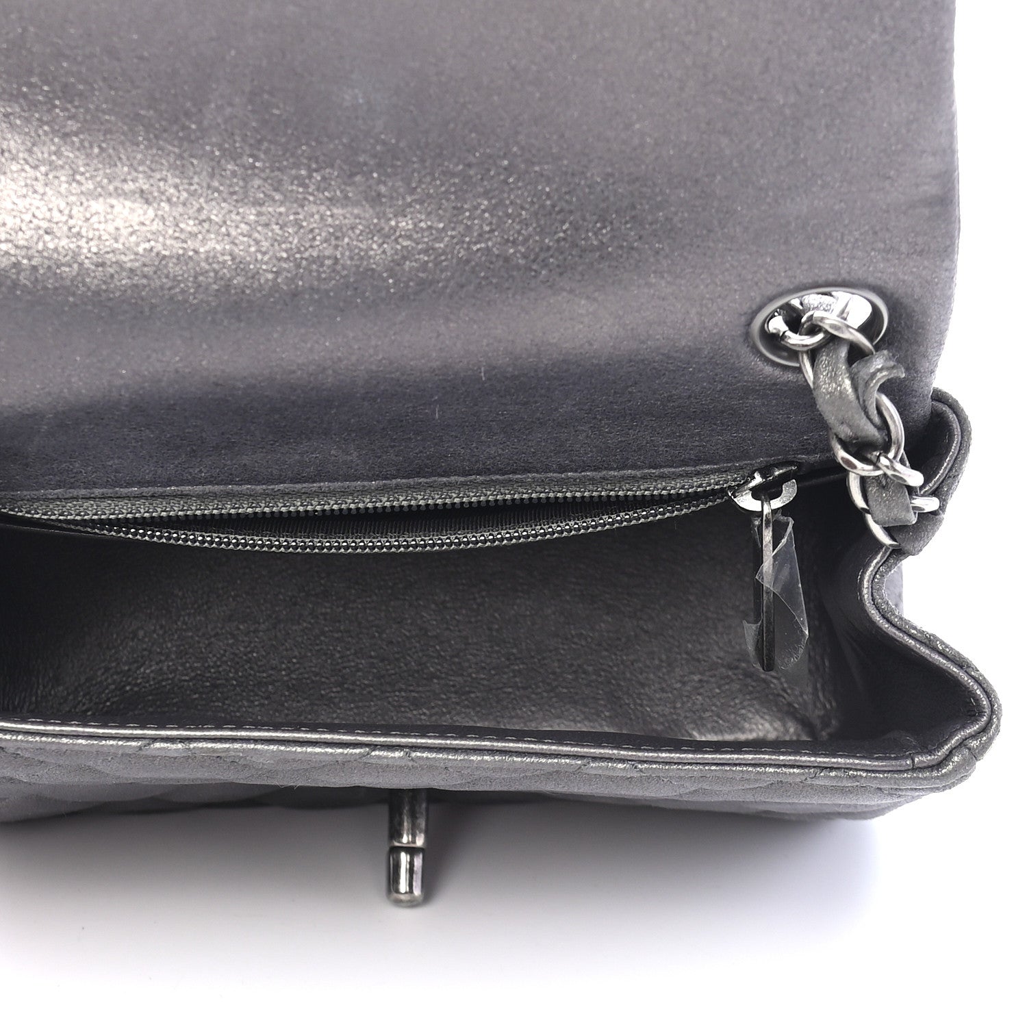 Chanel Metallic Goatskin Quilted Mini Square Flap Charcoal Grey 4 of 8
