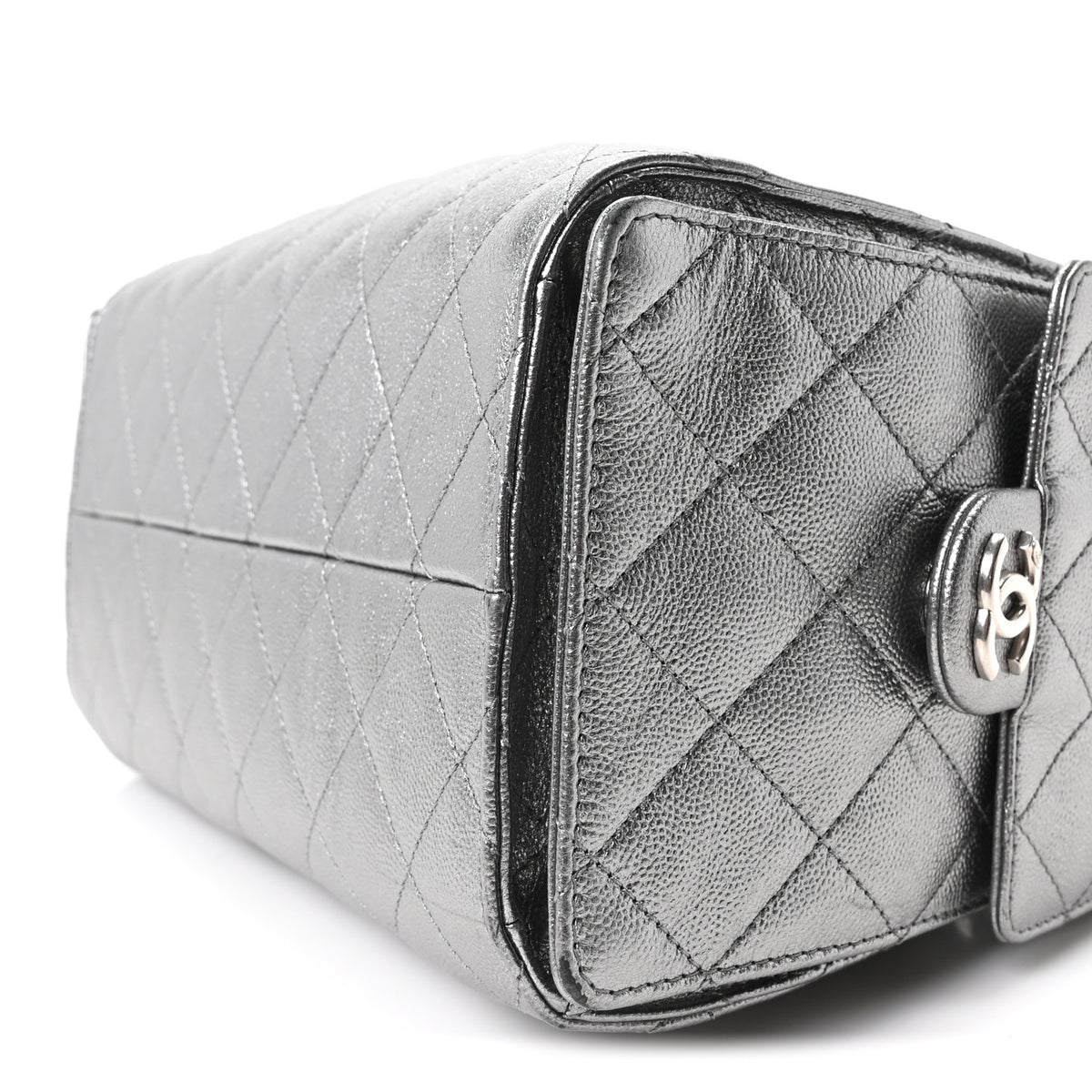 Metallic Caviar Quilted Small Chanel 25 Handbag Anthracite