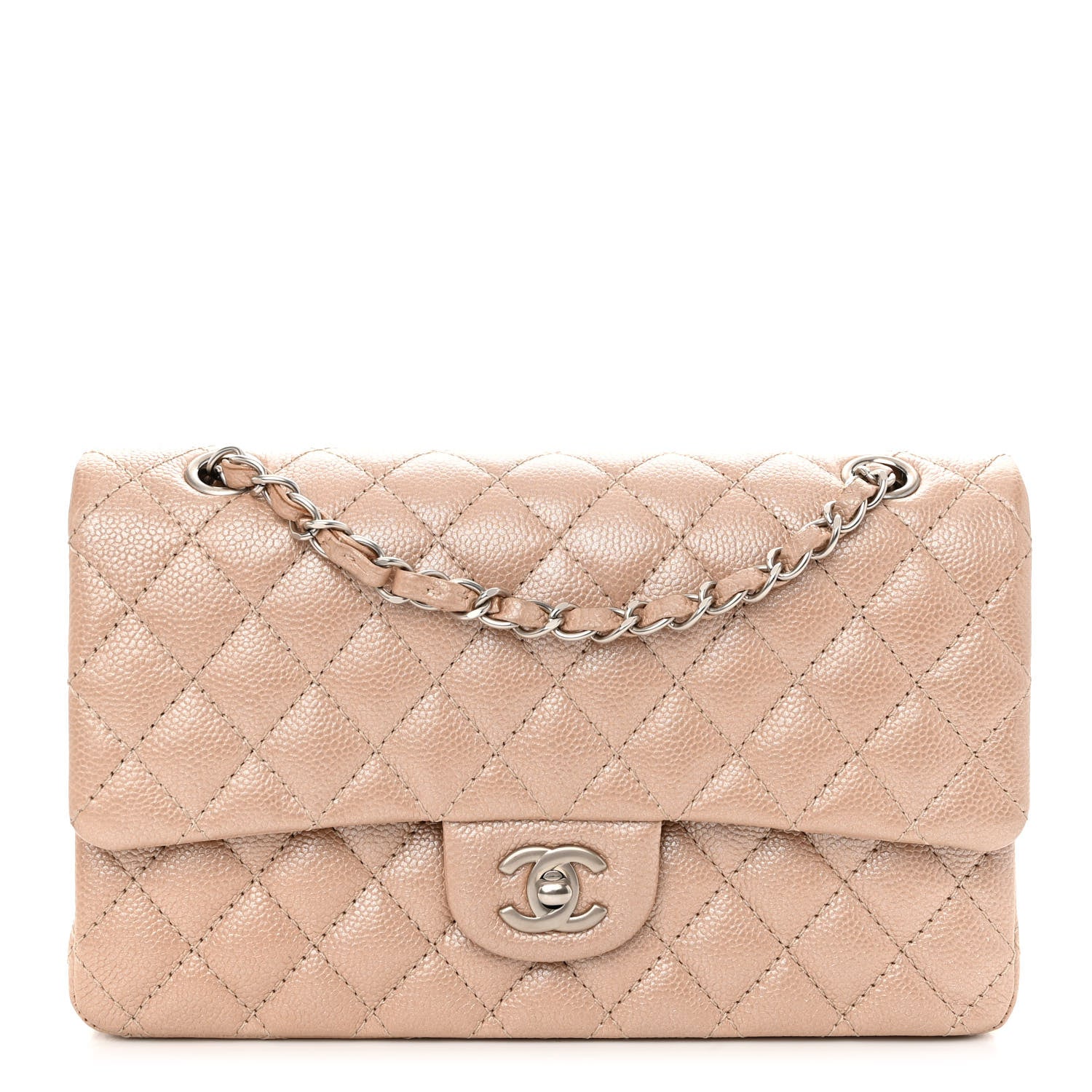Chanel Iridescent Caviar Quilted Medium Double Flap Beige 1 of 10