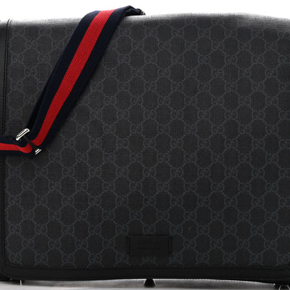 Gucci GG Supreme Monogram Web Messenger Diaper Bag Black Grey 8 of 15