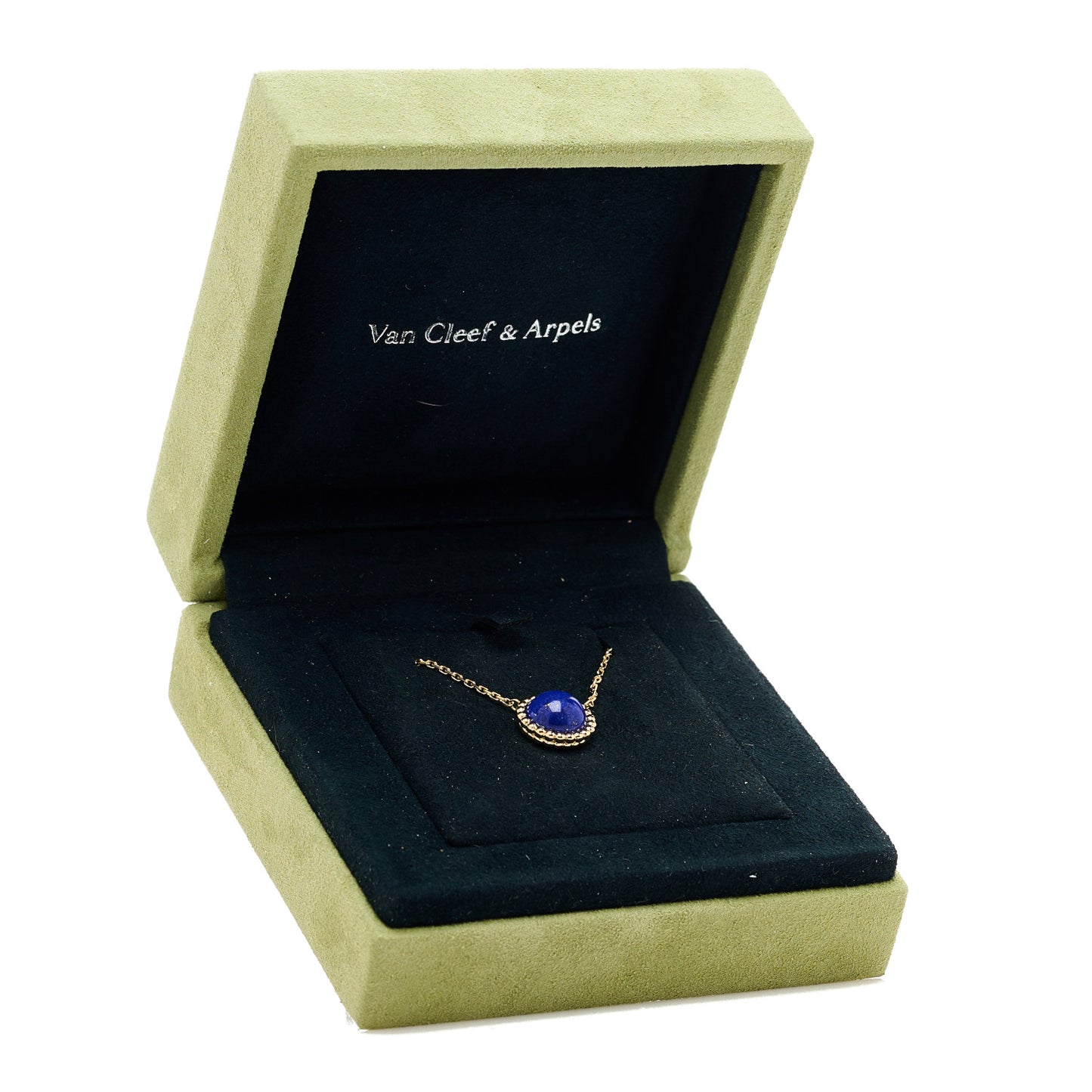 18K Yellow Gold Lapis Lazuli Perlee Couleurs Pendant Necklace