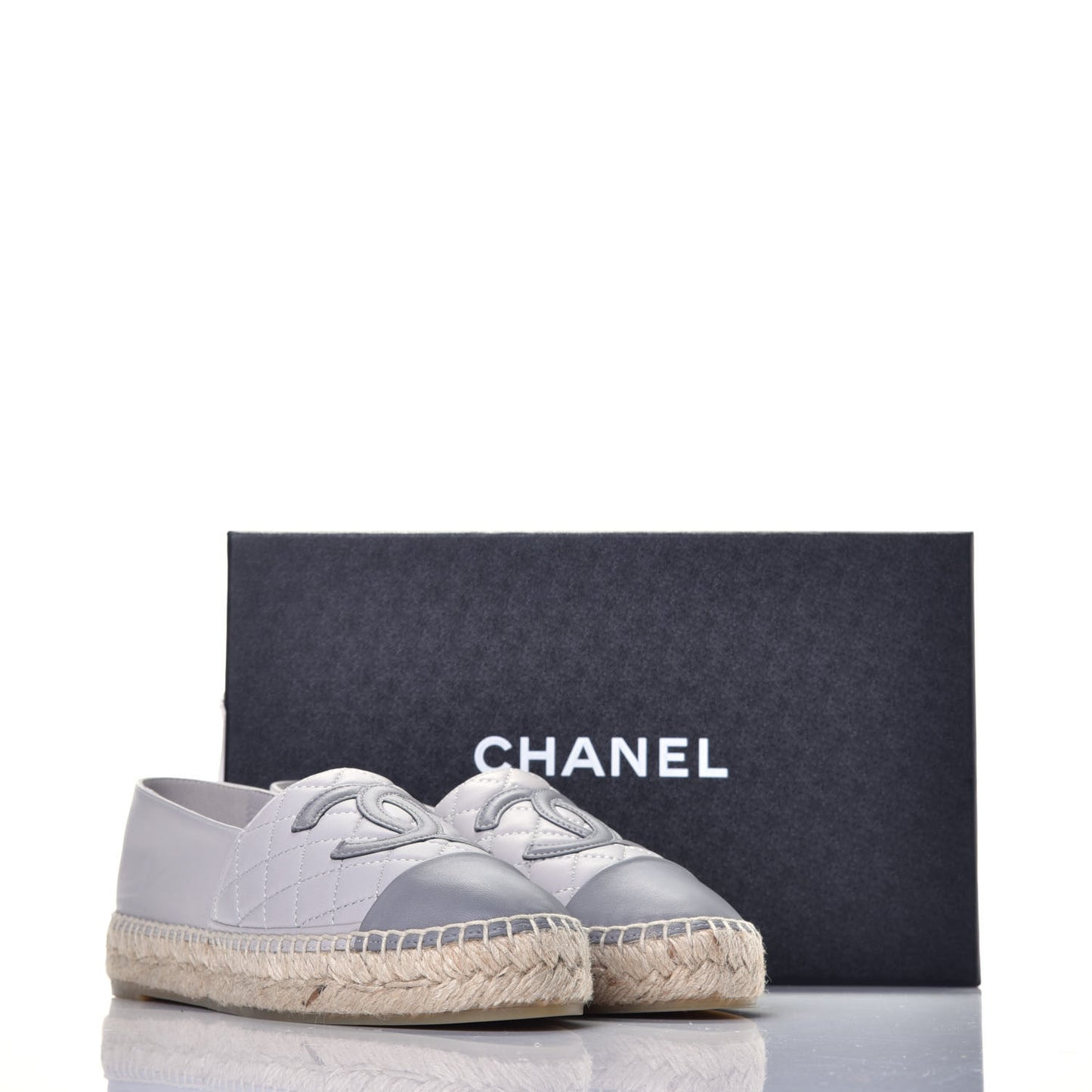 Lambskin Quilted CC Espadrilles 37 Grey