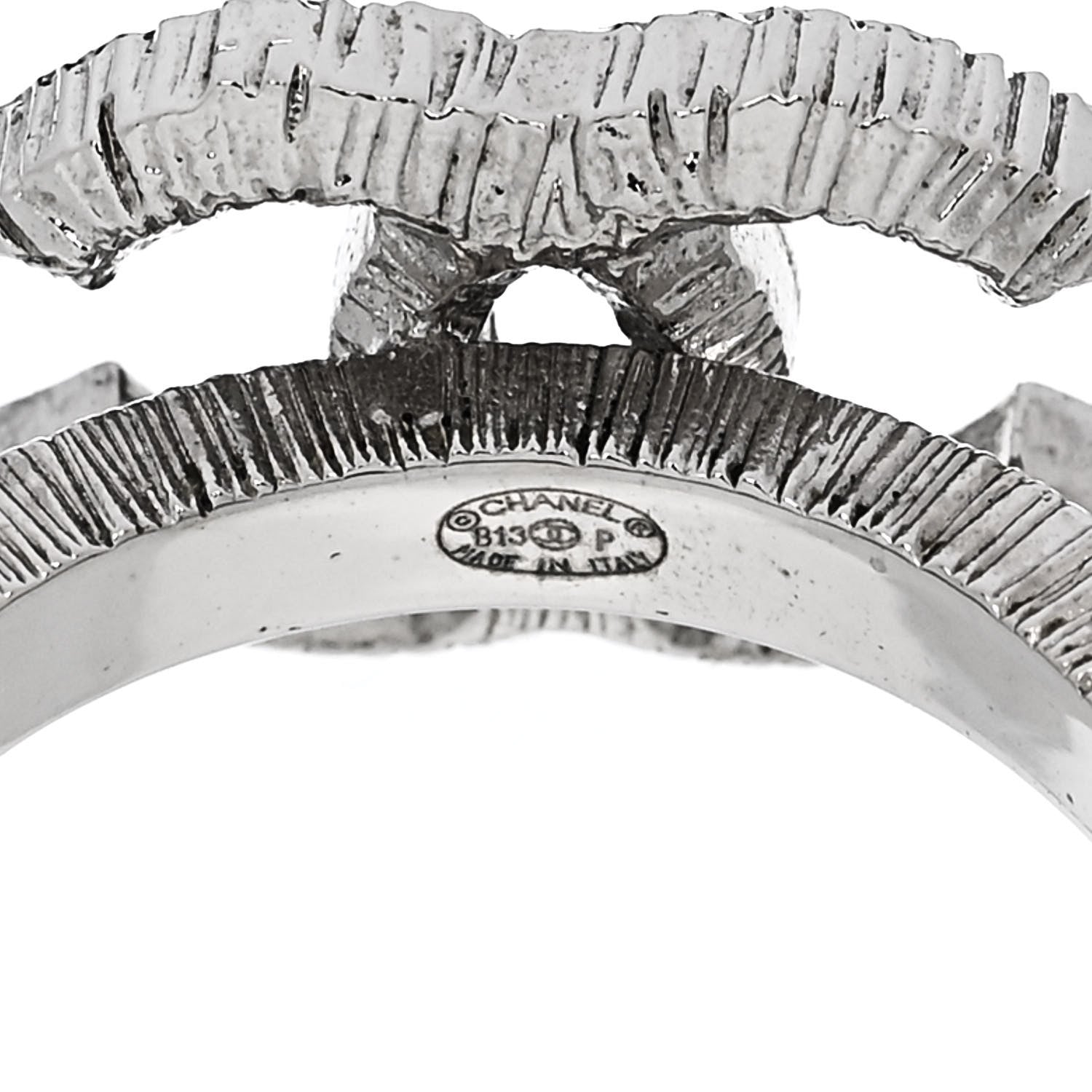 Chanel Crystal Baguette CC Ring 52 6 Silver 5 of 5