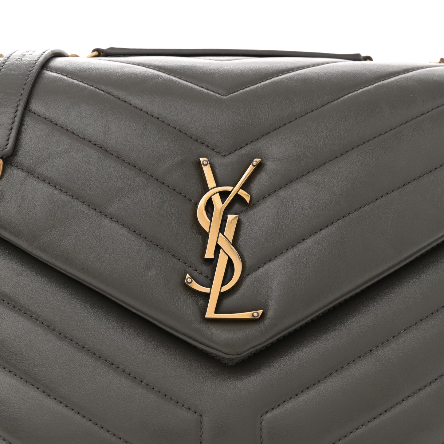 Calfskin Y Quilted Monogram Medium Loulou Chain Satchel Pebble