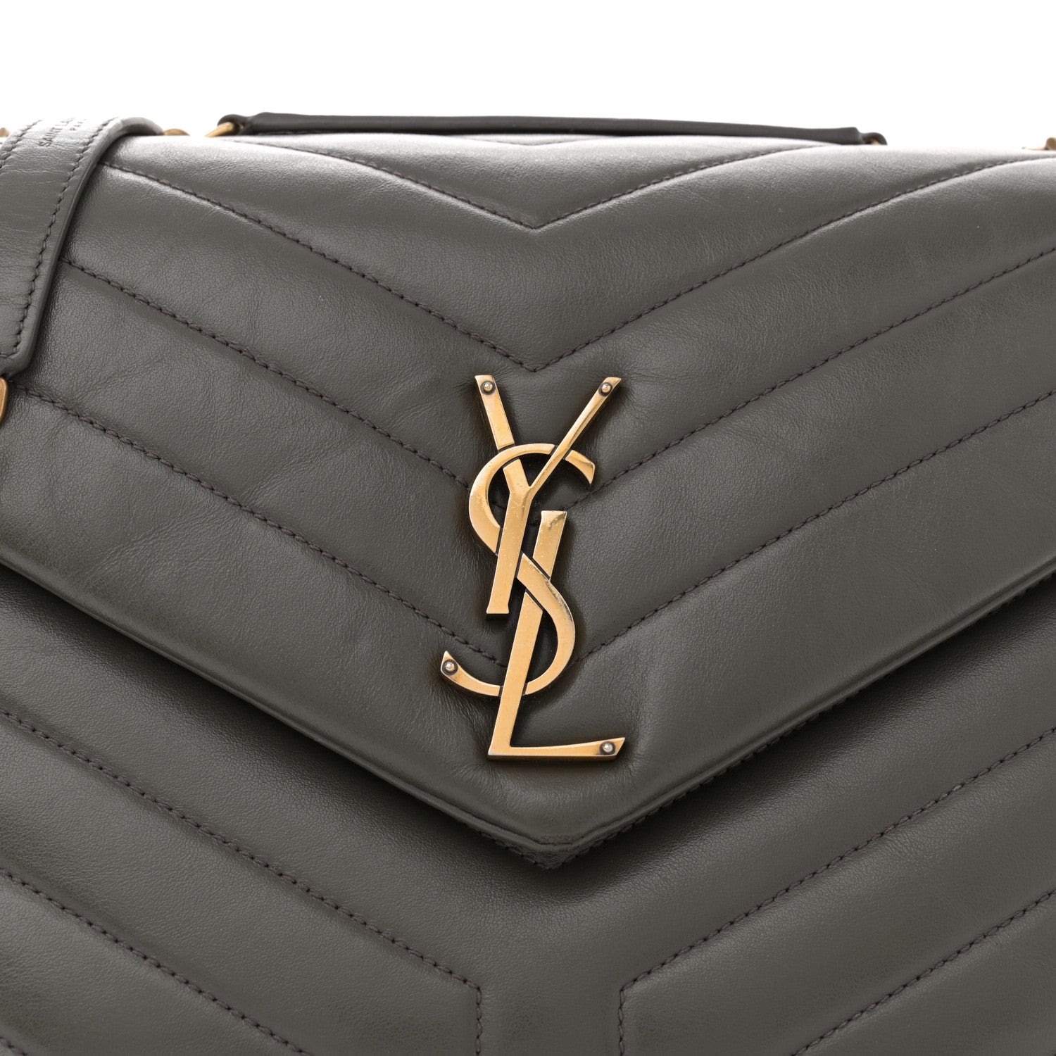 Saint Laurent Calfskin Y Quilted Monogram Medium Loulou Chain Satchel Pebble 8 of 12