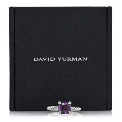 David Yurman Sterling Silver Diamond Amethyst 8mm Chatelaine Ring 54 7 5 of 5