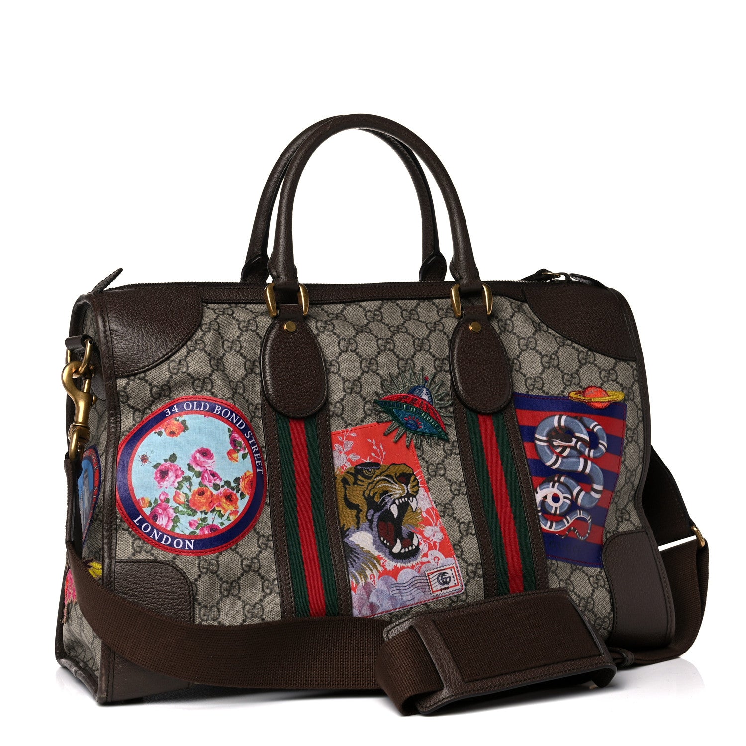 Gucci Soft GG Supreme Monogram Courrier Medium Duffle Bag Beige New Acero Multicolor 3 of 24