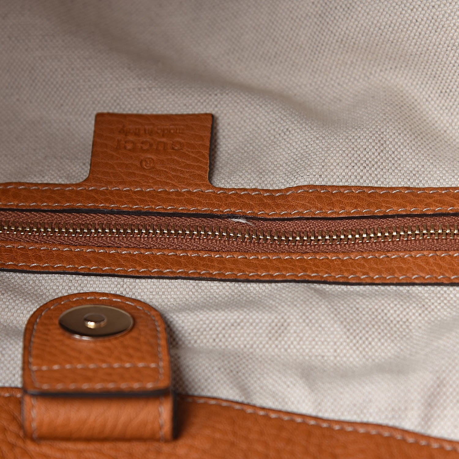 Gucci Pebbled Calfskin Medium Heritage Shoulder Bag Light Tobacco 12 of 13