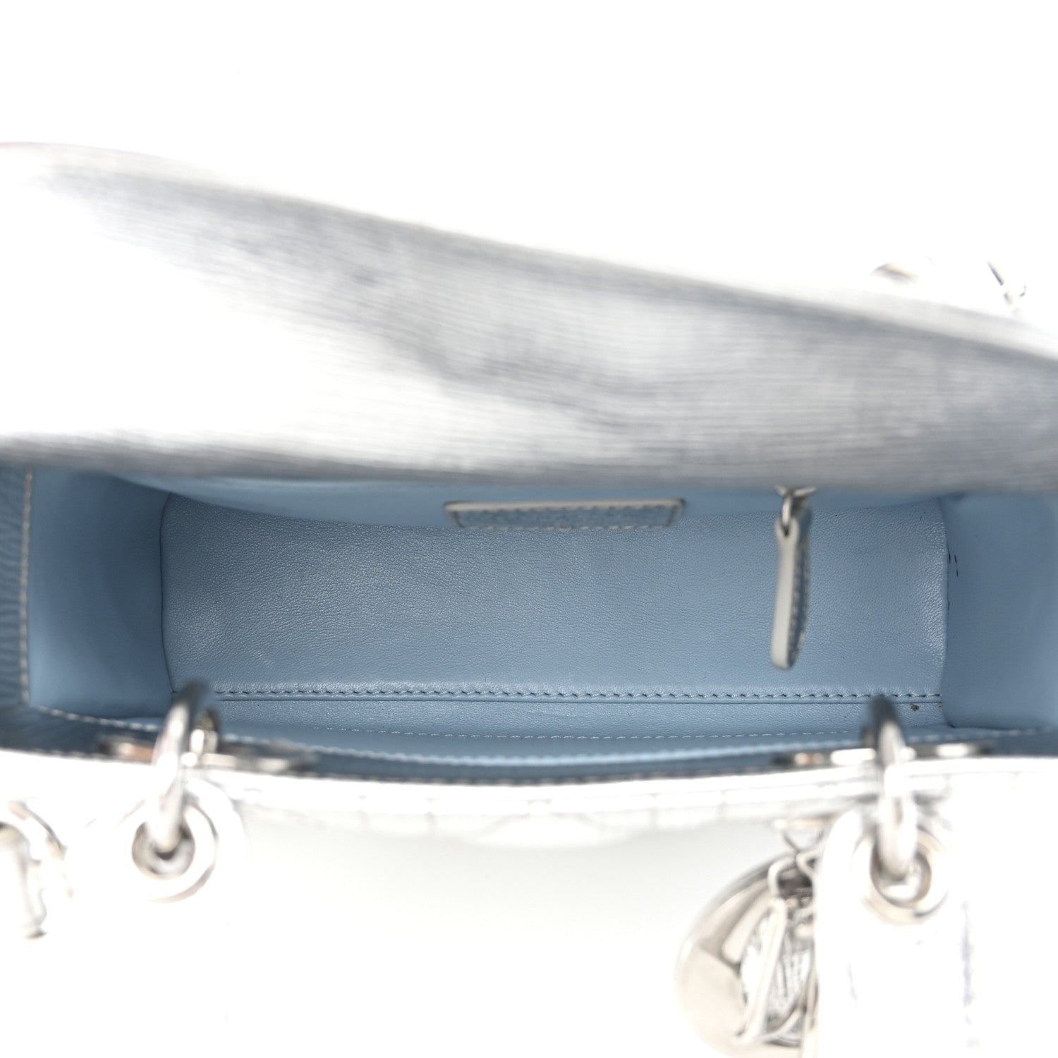 Christian Dior Metallic Grained Calfskin Cannage Small Lucky Badges My Lady Dior Silver 5 of 11