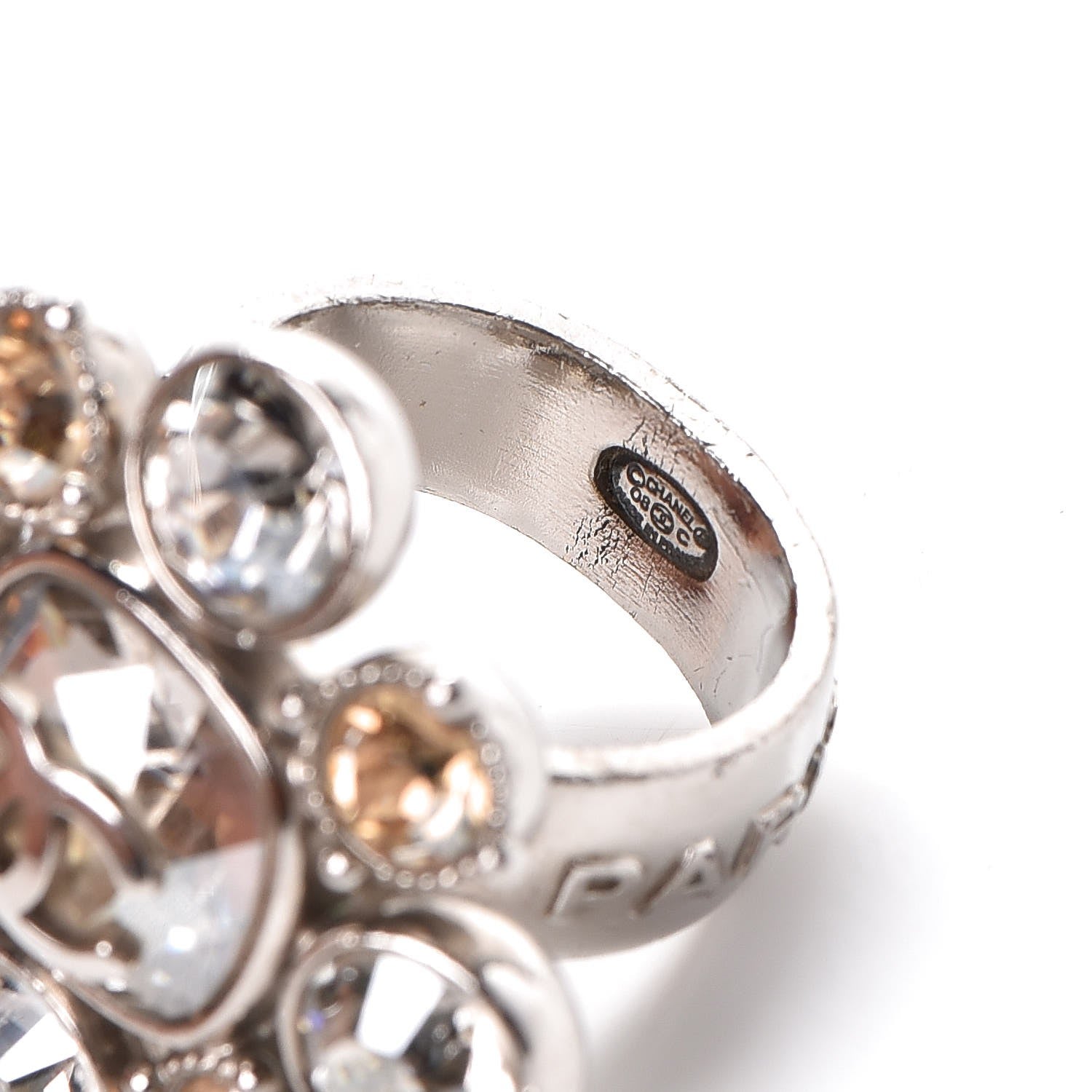 Chanel Crystal CC Ring 5.5 Silver 5 of 5