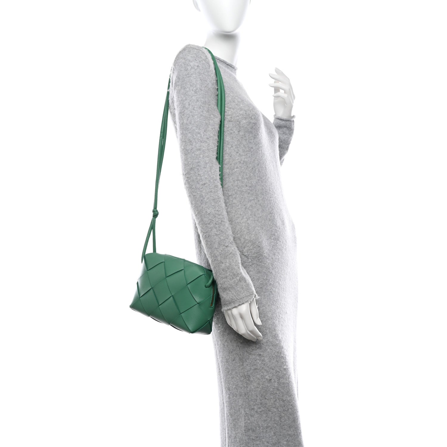 Bottega Veneta Lambskin Maxi Intreccio Small Cassette Camera Bag Mermaid 2 of 9