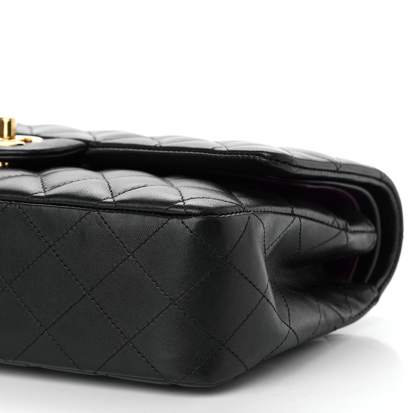Lambskin Quilted Medium Double Flap Black
