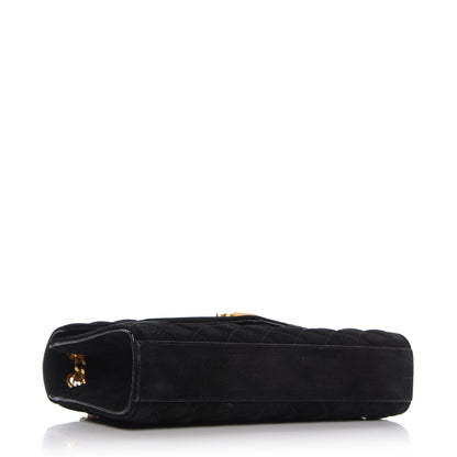 Saint Laurent Suede Mixed Matelasse Triquilt Medium Monogram Satchel Black 4 of 9
