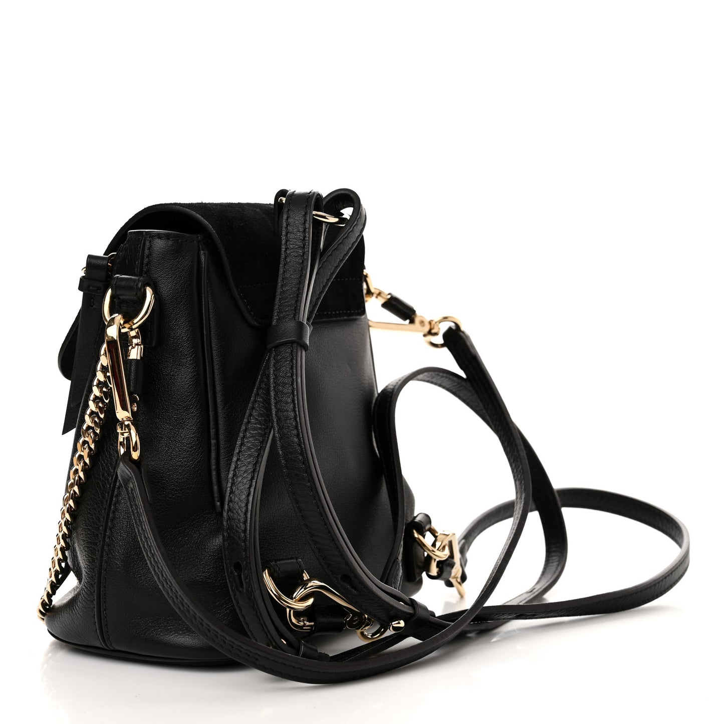 Suede Calfskin Mini Faye Backpack Black
