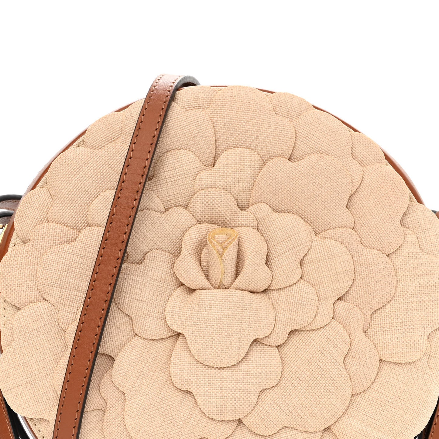 Canvas Calfskin Atelier 03 Rose Edition Round Crossbody Bag Natural
