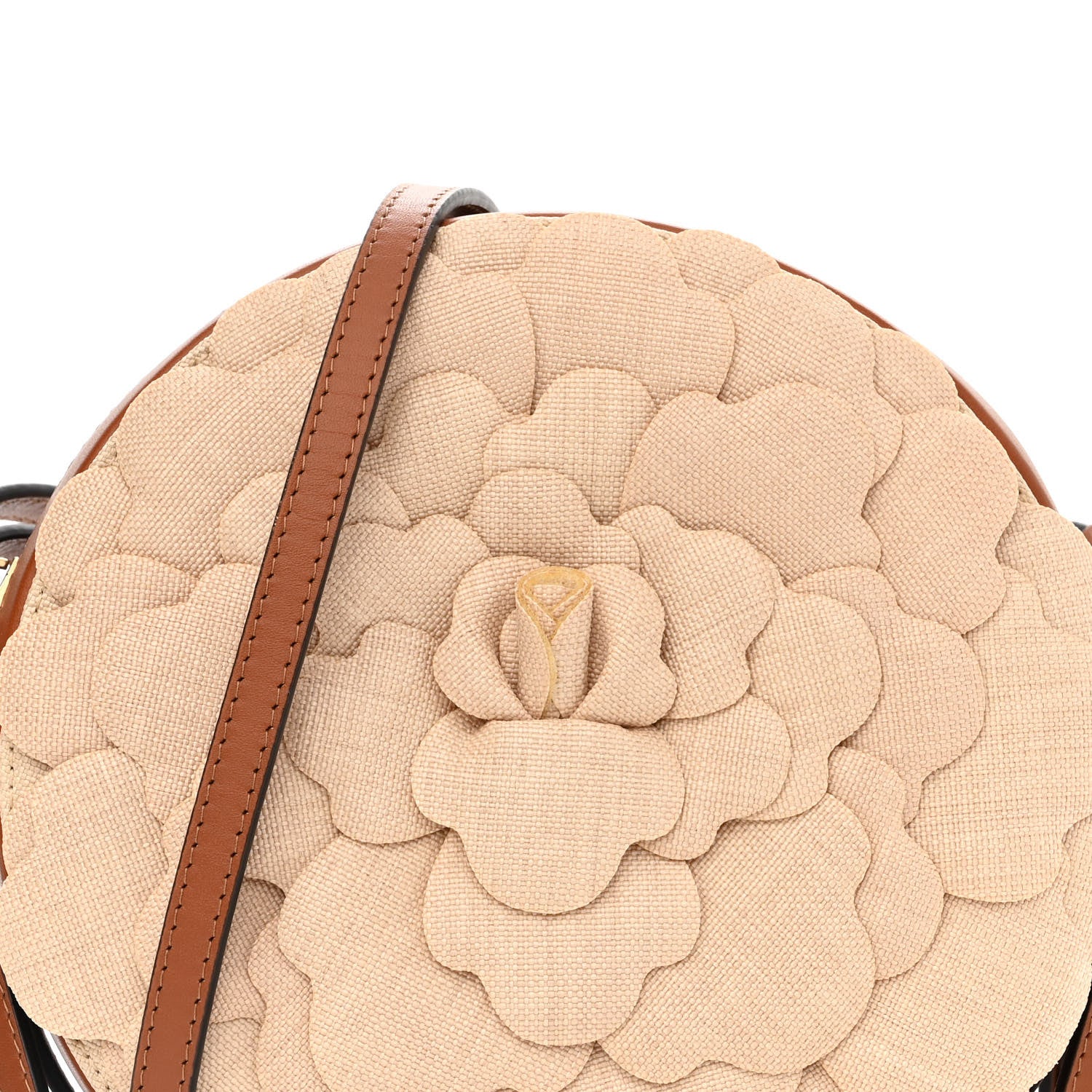 Valentino Garavani Canvas Calfskin Atelier 03 Rose Edition Round Crossbody Bag Natural 7 of 9