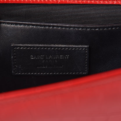 Saint Laurent Calfskin Crocodile Embossed Medium Classic Monogram Kate Tassel Satchel Red 7 of 10