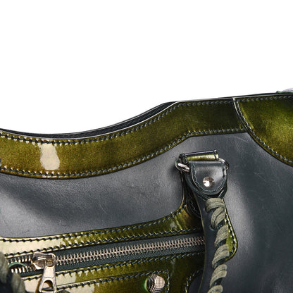 Balenciaga Smooth Calfskin Metallic Patent Giant 12 Silver Hardware City Vert Poker Fonce 9 of 13