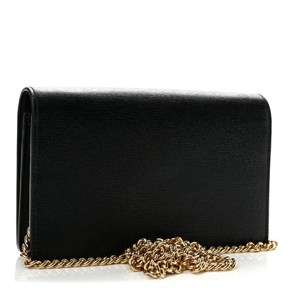 Gucci Textured Calfskin Script Logo Wallet On Chain Black 2 of 10