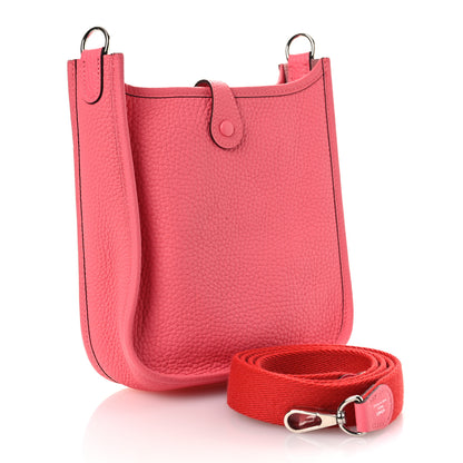 Hermes Taurillon Clemence Amazone Evelyne TPM Rose Azalee Rouge Pivoine 3 of 11