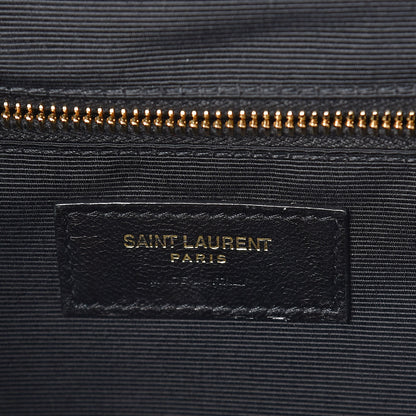 Saint Laurent Grain De Poudre Matelasse Chevron Large Monogram Satchel Black 6 of 11
