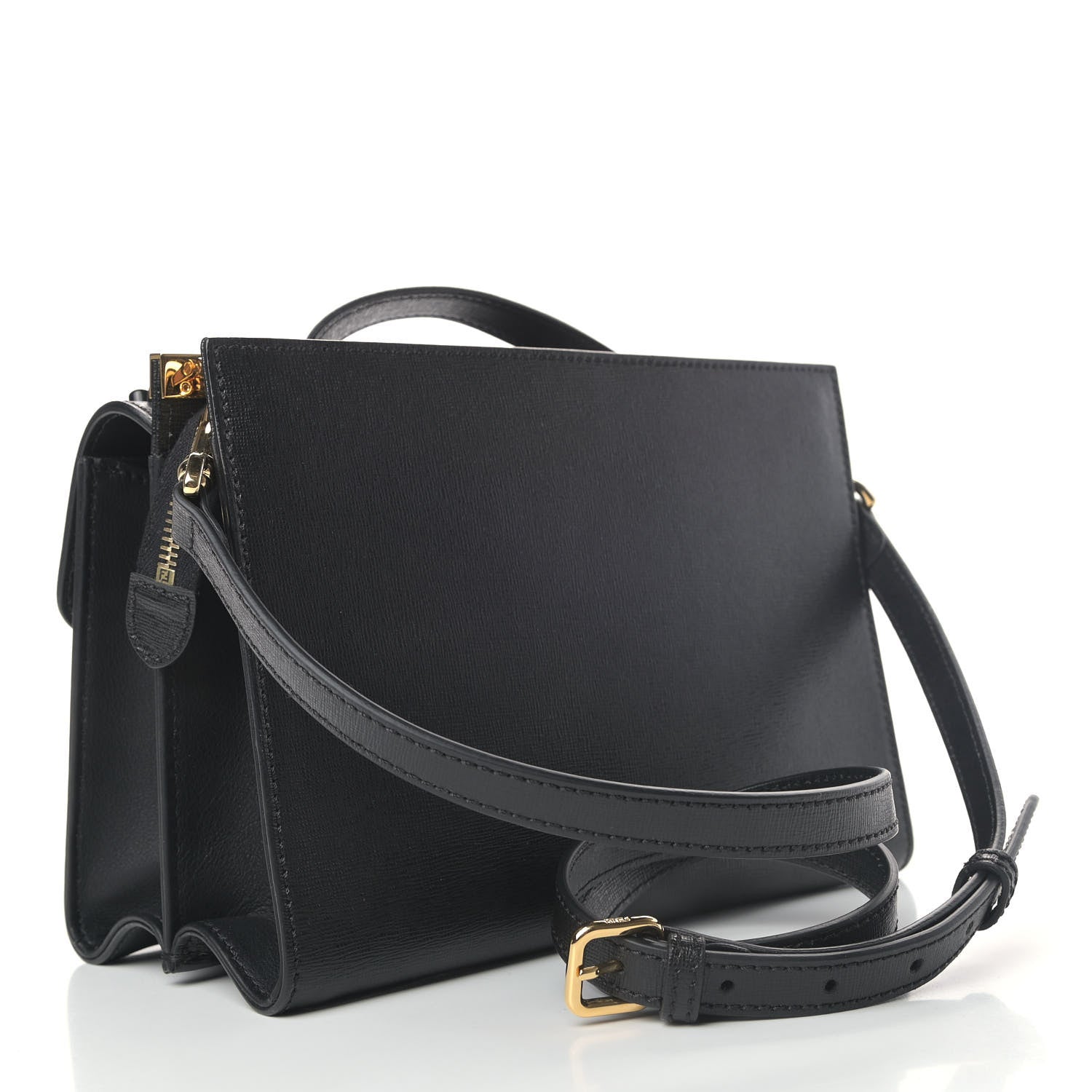 Fendi Vitello Elite Studded Monster Mini Demi Jour Shoulder Bag Black 2 of 5