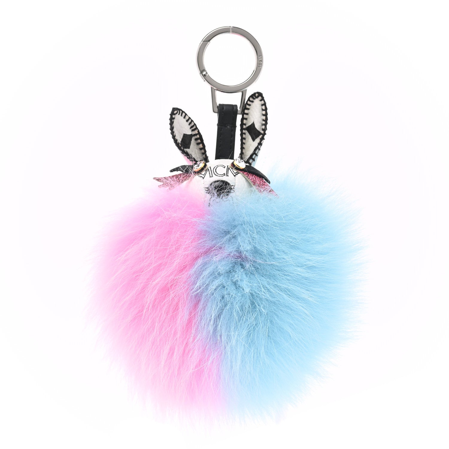 MCM Fox Fur Rabbit Punk Bag Charm Pink Blue 1 of 5