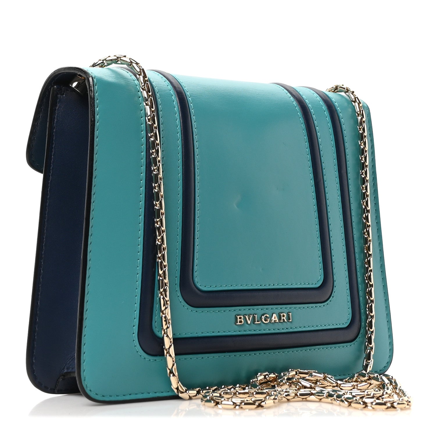 Bulgari Calfskin Serpenti Forever Snake Strap Crossbody Bag Aquarelle Turquoise 4 of 10