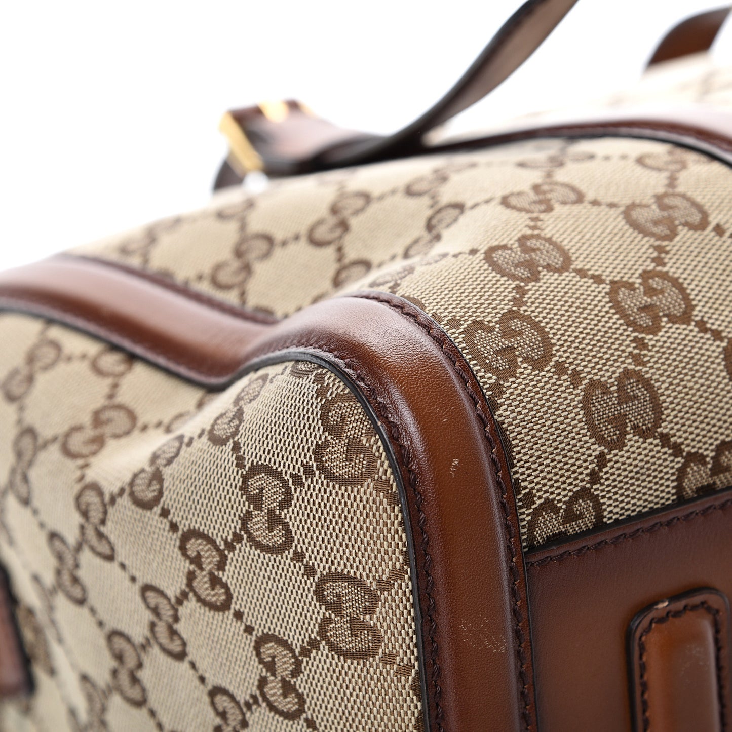 Monogram Medium Lady Web Boston Bag Beige Cuir