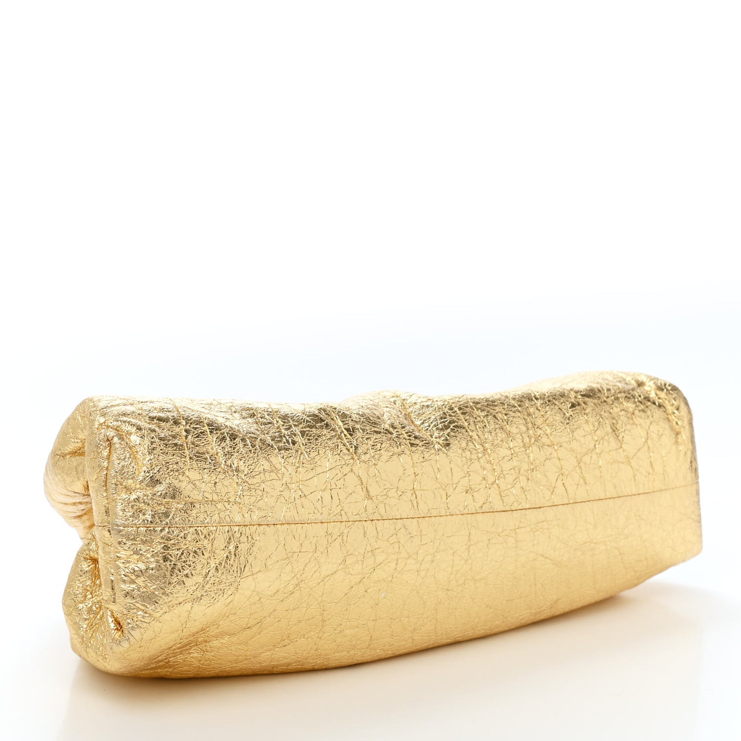Metallic Crinkled Lambskin The Pouch Oversized Clutch Oro