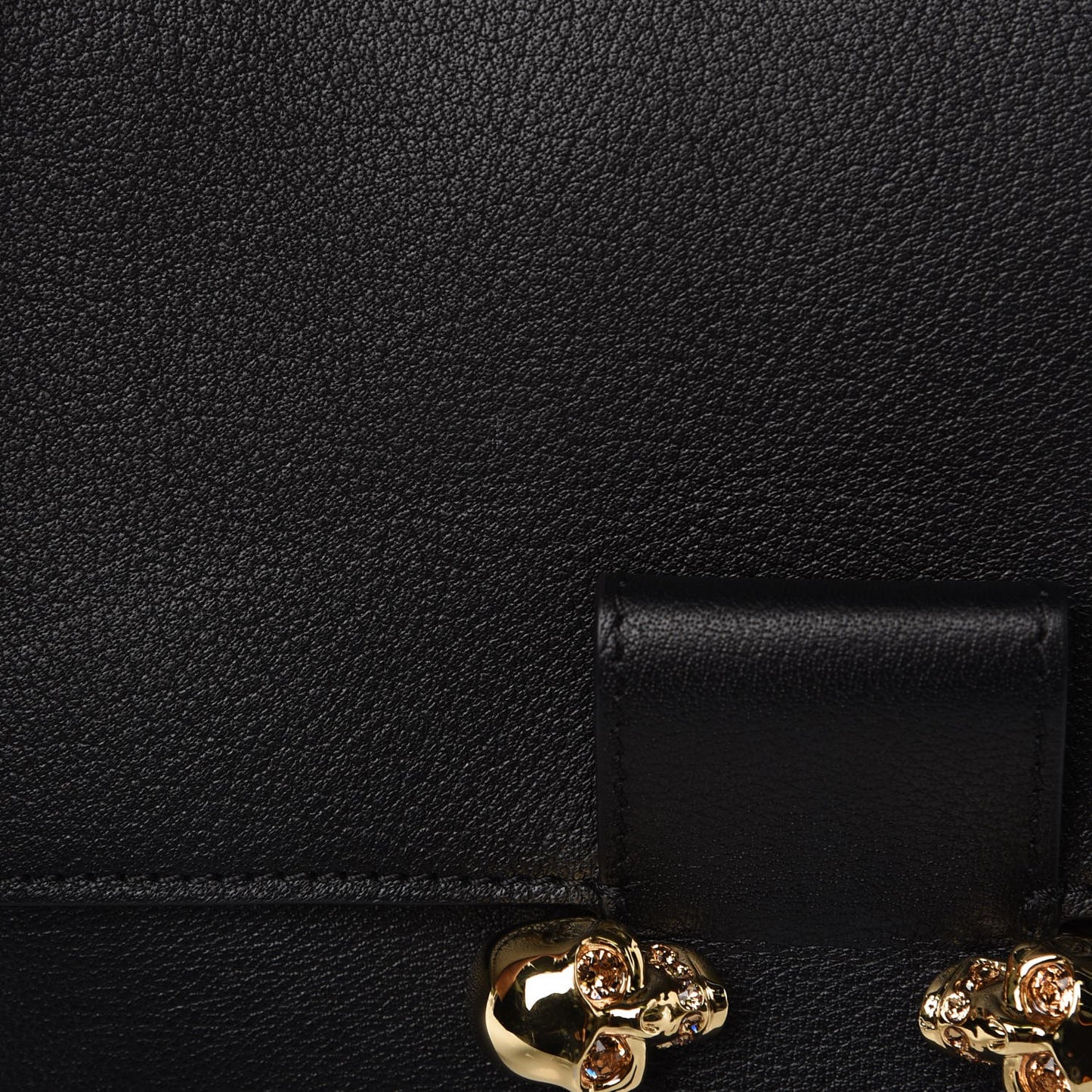 Grained Calfskin Twin Skull Crossbody Black