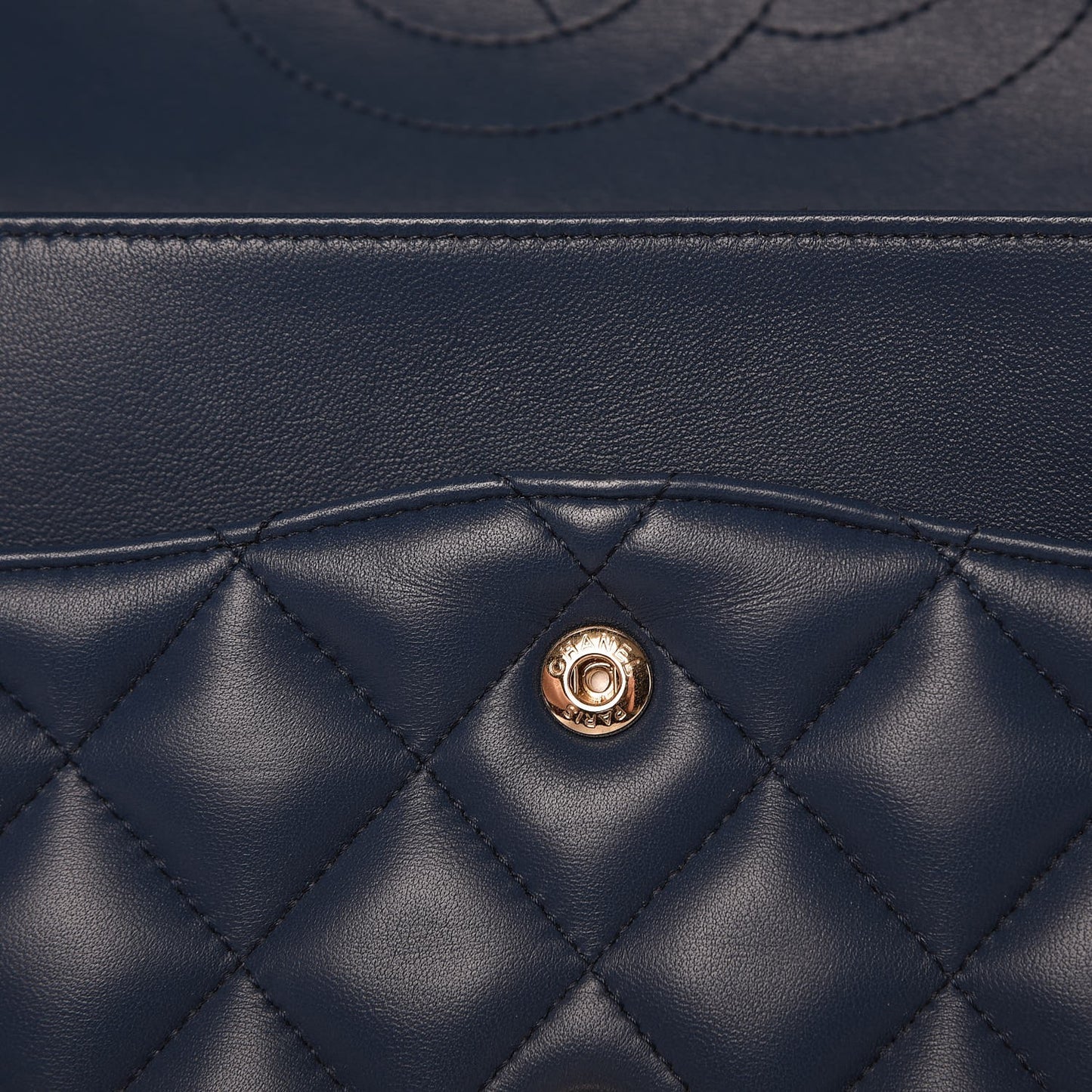 Lambskin Quilted Jumbo Double Flap Dark Blue