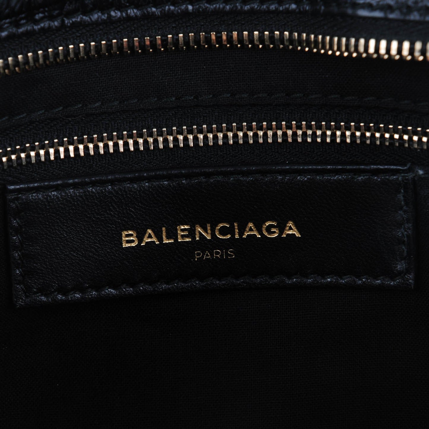 Calfskin Crocodile Embossed Giant 12 Gold Hardware City Black