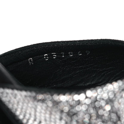 Chanel Crystal Cap Toe CC Wedge Ankle Strap Pumps 38 Silver Black 8 of 8