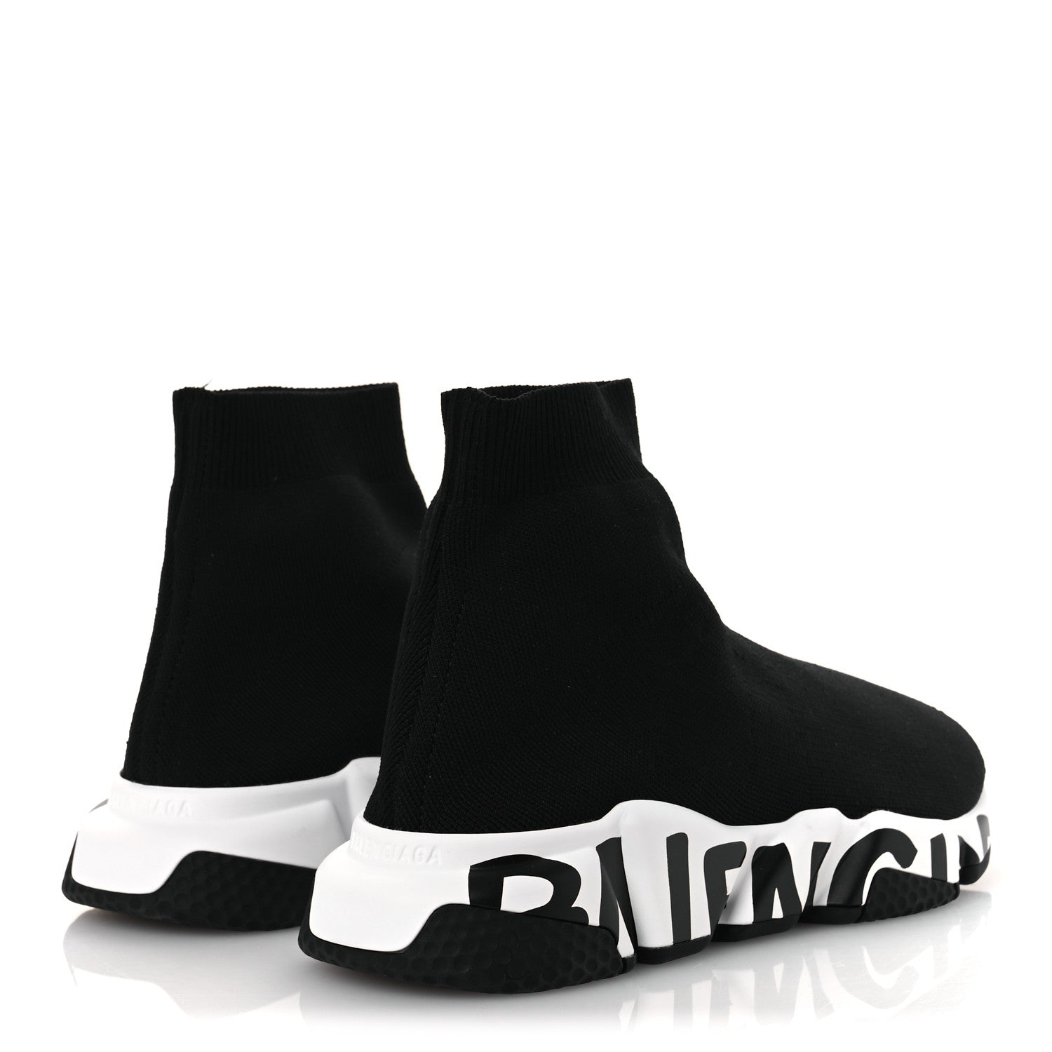 Balenciaga Neoprene Knit Womens Speed Graffiti Sneakers 40 Black White 5 of 12