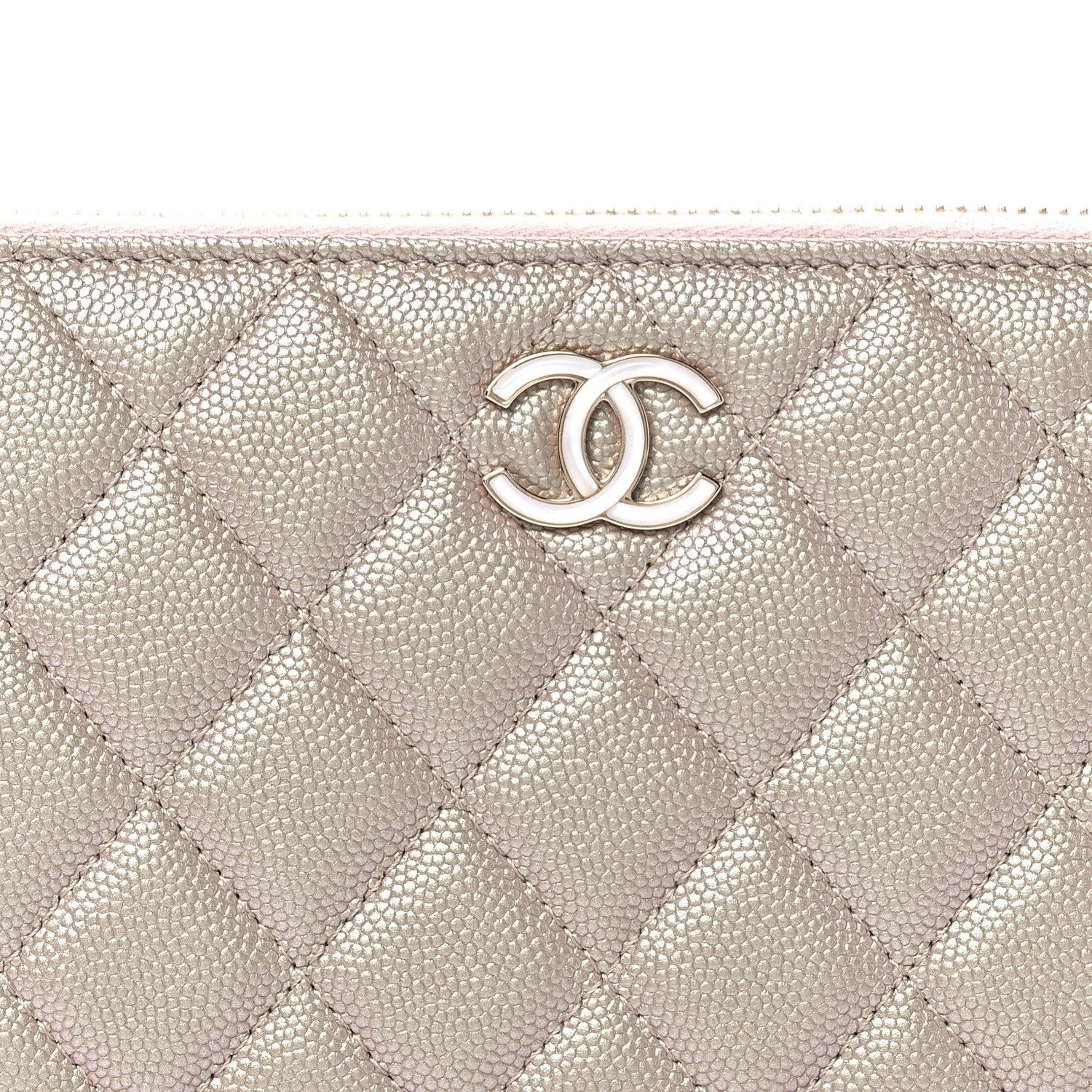 Chanel Iridescent Caviar Quilted Large Gusset Zip Around Wallet Beige 9 of 9