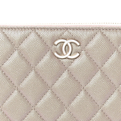 Chanel Iridescent Caviar Quilted Large Gusset Zip Around Wallet Beige 9 of 9