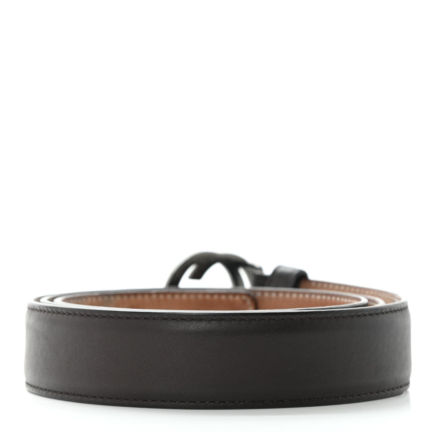 Calfskin Interlocking G Belt 95 38 Dark Brown