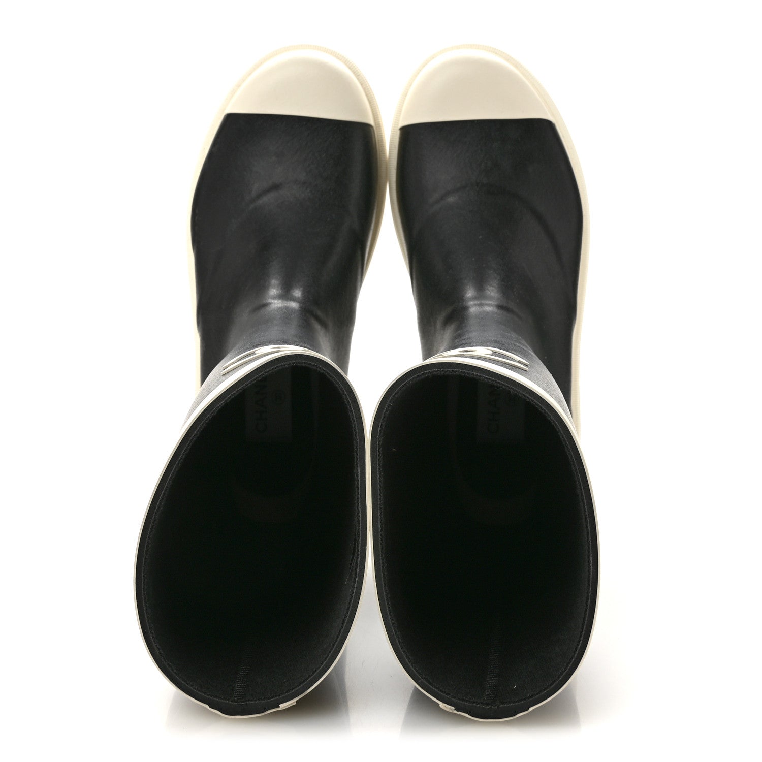 Chanel Caoutchouk CC High Boots 38 Black White 2 of 10