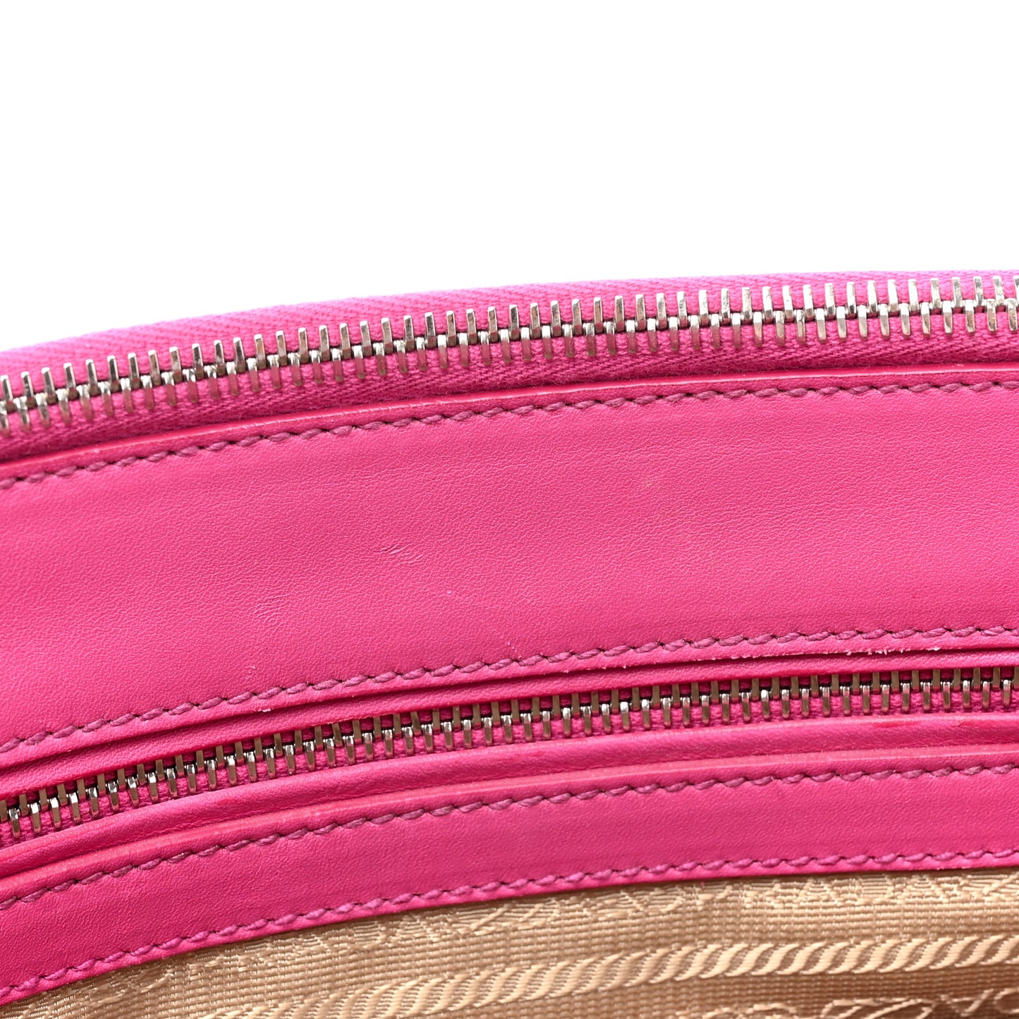Canvas City Calf Stitched Galleria Double Zip Tote Corda Peonia