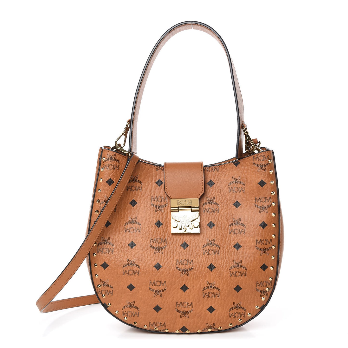 Visetos Studded Medium Patricia Hobo Cognac