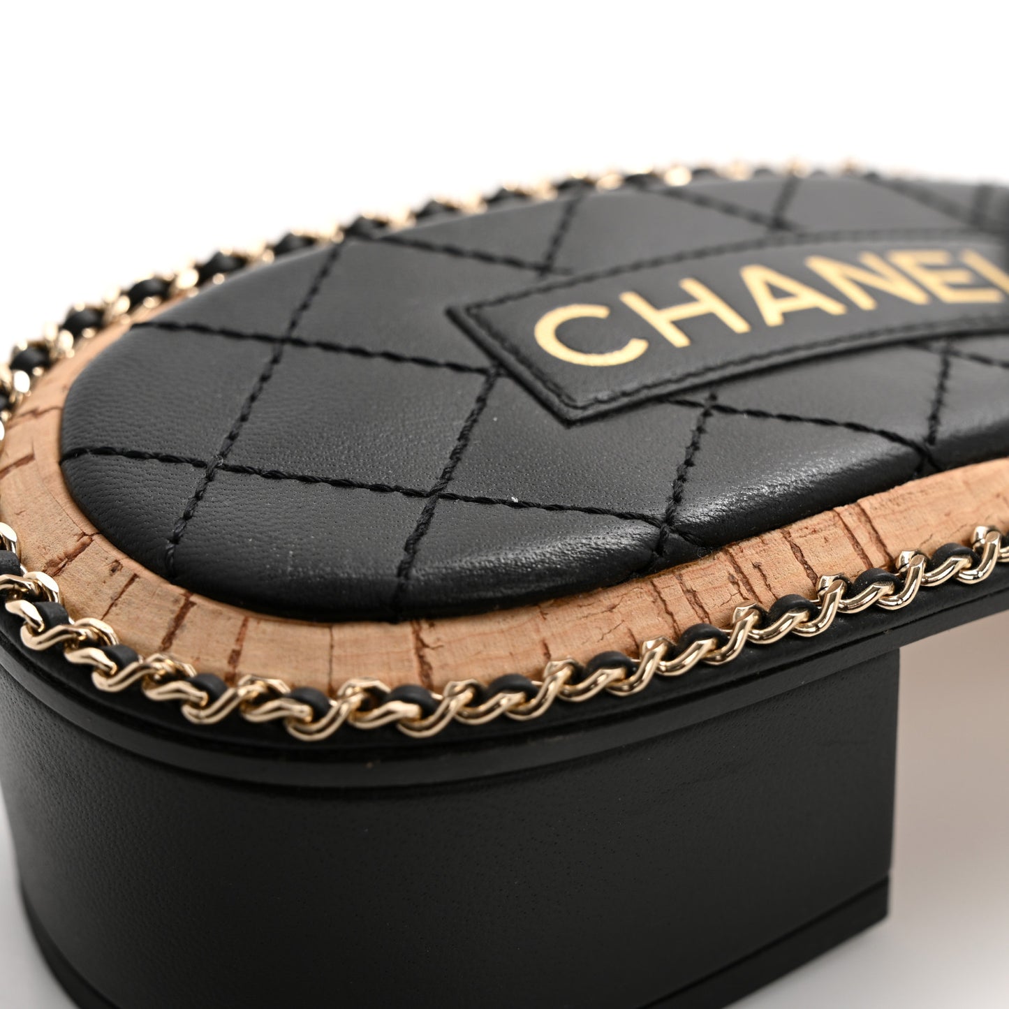 Lambskin Quilted Chain CC Sandals 40 Black