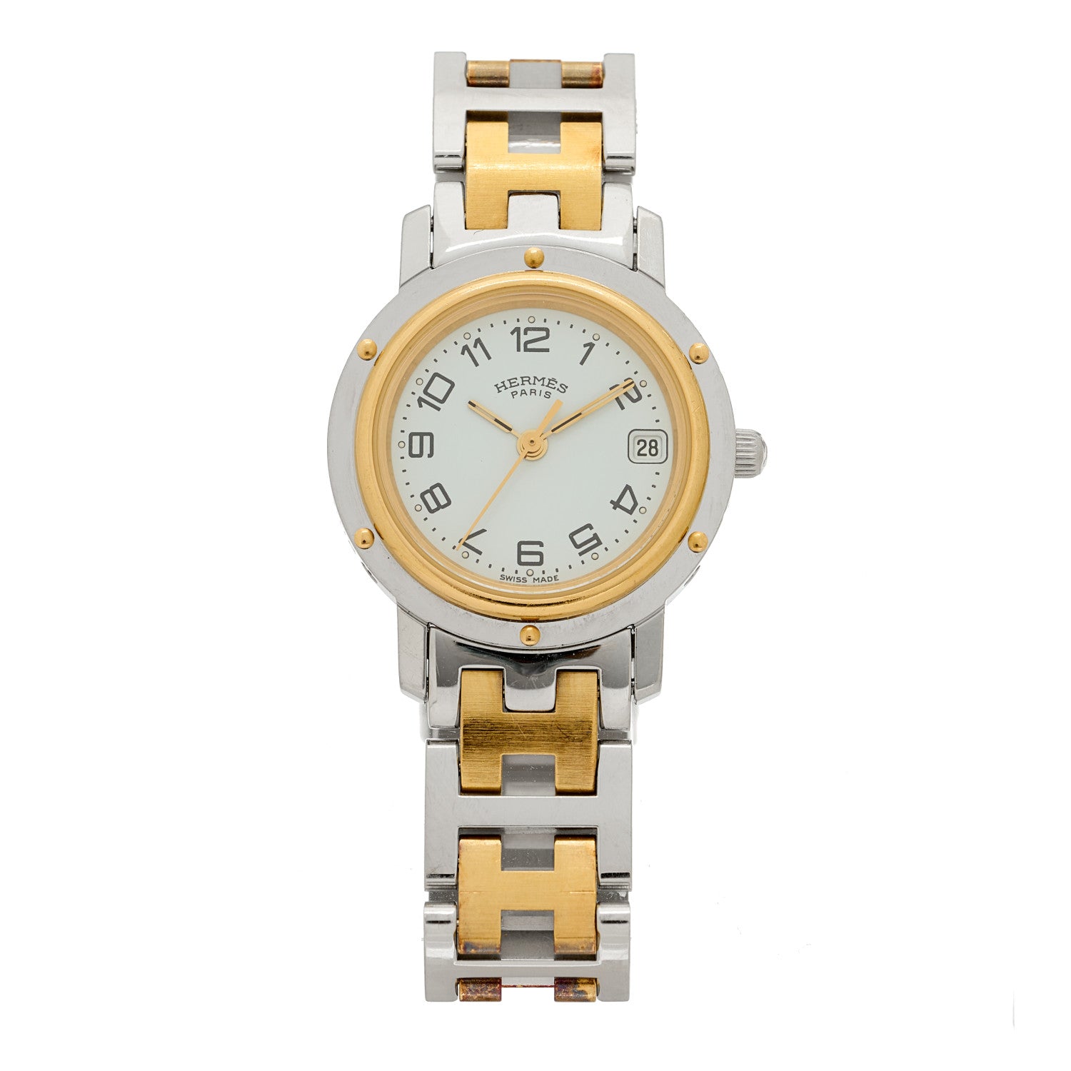 Hermes Stainless Steel 24mm Clipper Quartz Watch Gold 1 of 4