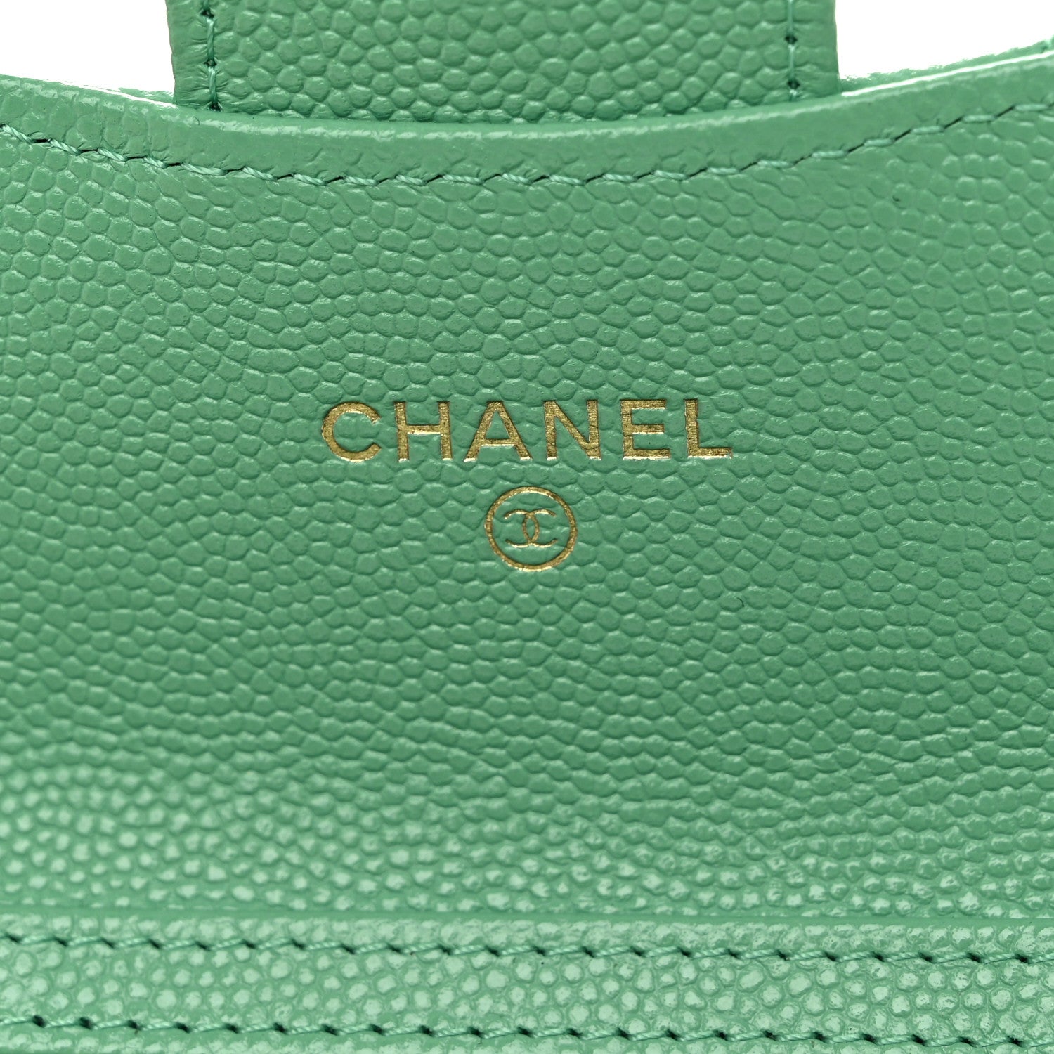 Chanel Caviar Quilted Flap Card Holder On Chain Light Green 6 of 11
