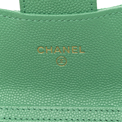 Chanel Caviar Quilted Flap Card Holder On Chain Light Green 6 of 11