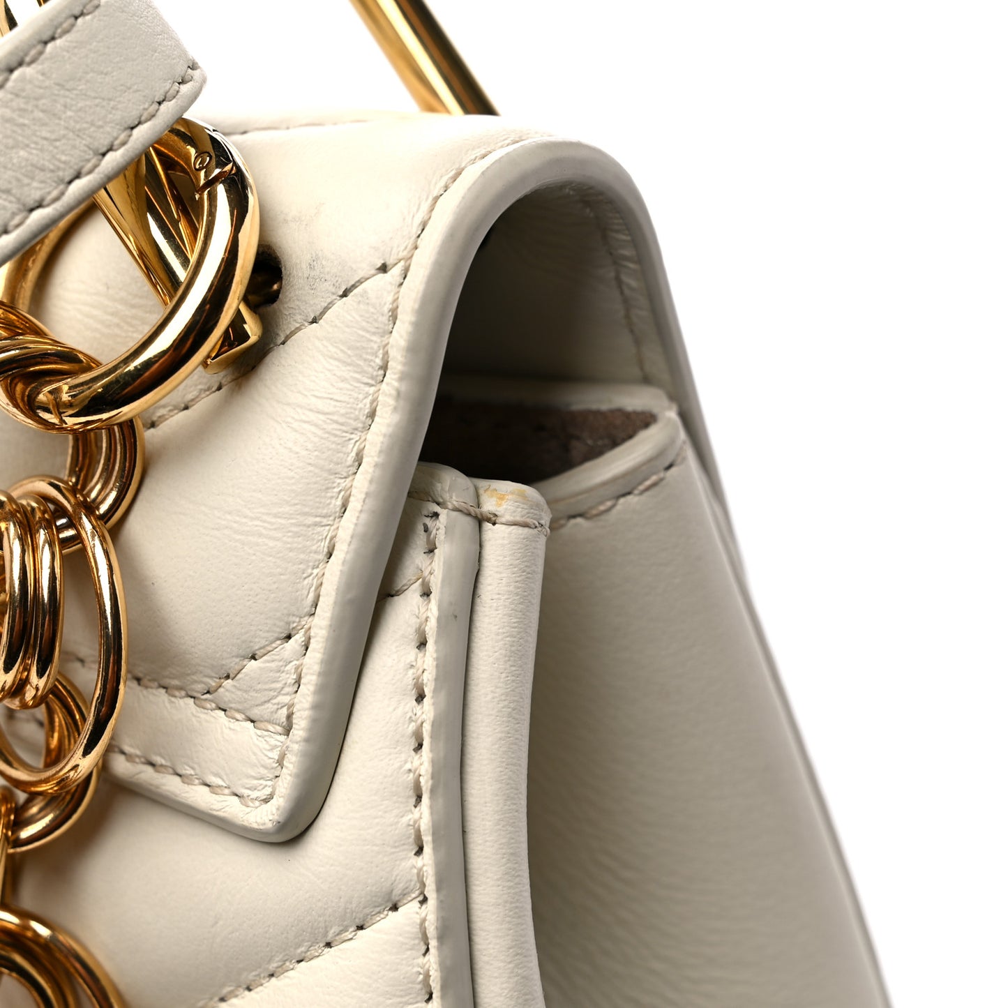 Calfskin Quilted Mini Drew Bijou Shoulder Bag Natural White