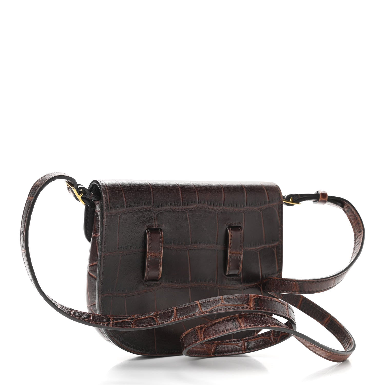 Celine Crocodile Embossed Calfskin Mini Symmetrical Bag Brown 3 of 10