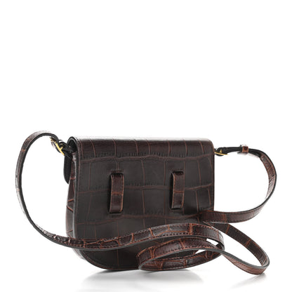 Celine Crocodile Embossed Calfskin Mini Symmetrical Bag Brown 3 of 10